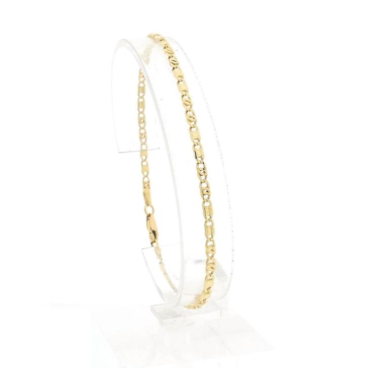 Gouden marine schakel armband | 20,5 cm (witgoud), Handtassen en Accessoires, Armbanden, Overige kleuren, Gebruikt, Goud, Ophalen of Verzenden