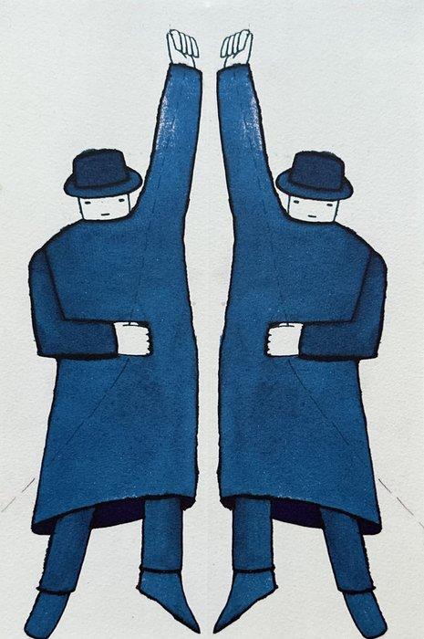 Jean-Michel Folon (1934-2005) - Homme et son double, Antiek en Kunst, Antiek | Overige Antiek