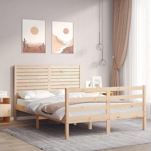 vidaXL Cadre de lit avec tête de lit double bois massif, Huis en Inrichting, Slaapkamer | Bedden, Verzenden