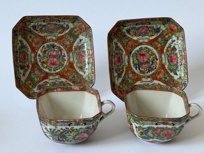 Theeservies - Porselein - Canton Rose, Antiquités & Art, Antiquités | Autres Antiquités