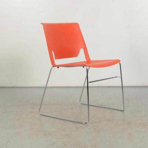 Kantinestoel Haworth Comforto D6240 - Rood - Buisframe, Huis en Inrichting, Stoelen, Gebruikt, Ophalen of Verzenden