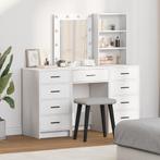 vidaXL Kaptafel met lade 3 pcs Wit 40 x 41 x 135 cm Bewerkt, Huis en Inrichting, Verzenden, Nieuw