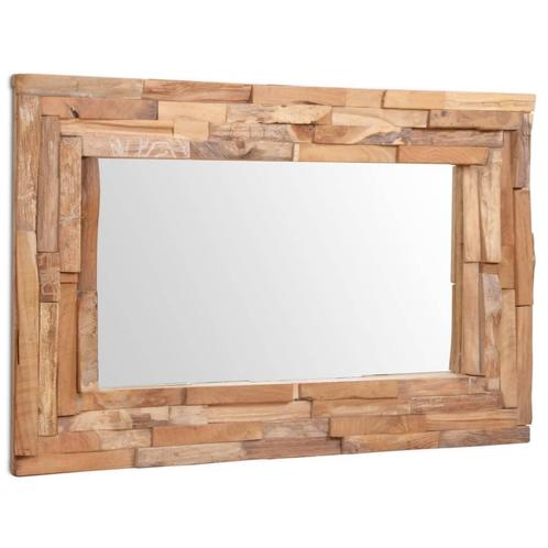 vidaXL Decoratieve spiegel rechthoekig 90x60 cm teakhout, Huis en Inrichting, Woonaccessoires | Spiegels, Nieuw, Verzenden