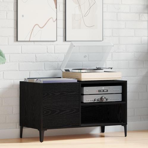 vidaXL Platenkast Zwart Eiken 84,5x38x48 cm Gemaakt uit, Huis en Inrichting, Kasten | Overige, Nieuw, Verzenden