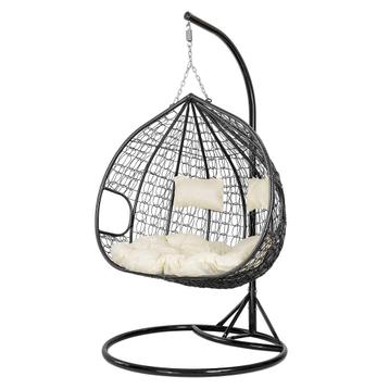 Hangstoel met frame voor buiten - 2 persoons - zwart beige, Ophalen of Verzenden, Nieuw