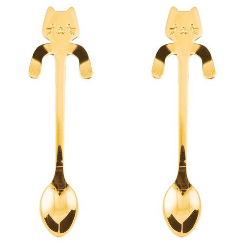 Fako Bijoux® - Theelepel / Koffielepel Hangende Kat -, Huis en Inrichting, Keuken | Bestek, Verzenden