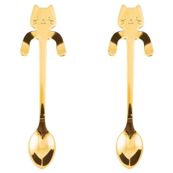 Fako Bijoux® - Theelepel / Koffielepel Hangende Kat -, Huis en Inrichting, Keuken | Bestek, Verzenden