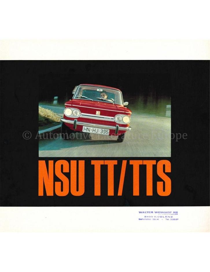 1967 NSU TT BROCHURE DUITS, Boeken, Auto's | Folders en Tijdschriften