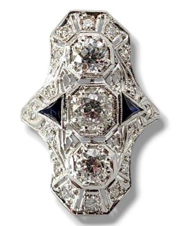 Bague - 18 carats Or blanc, Superbe bague Art déco en or 18, Bijoux, Sacs & Beauté