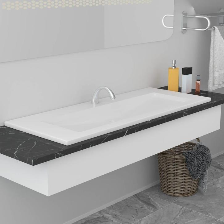 vidaXL Inbouwwastafel 101x39,5x18,5 cm keramiek wit, Doe-het-zelf en Bouw, Sanitair, Nieuw, Verzenden