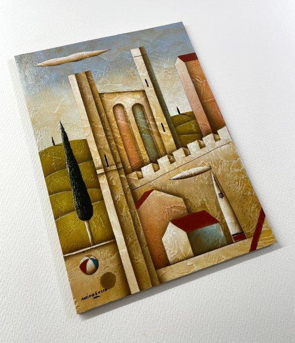 Carlo Mirabasso - Oltre il borgo, Antiquités & Art, Art | Peinture | Moderne