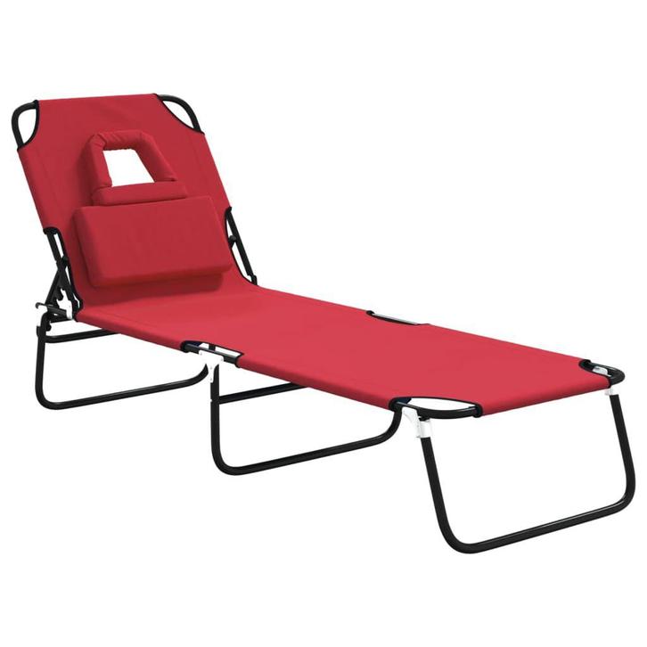 Ligbed Rood | Inklapbaar & Verstelbaar | OP = OP!, Tuin en Terras, Ligbedden, Nieuw, Verzenden