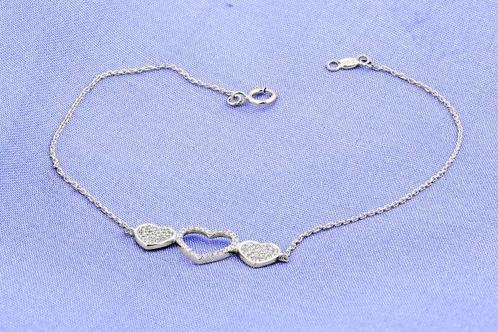 Zonder Minimumprijs - Armband - 14 karaat Witgoud - 0.13ct., Handtassen en Accessoires, Armbanden