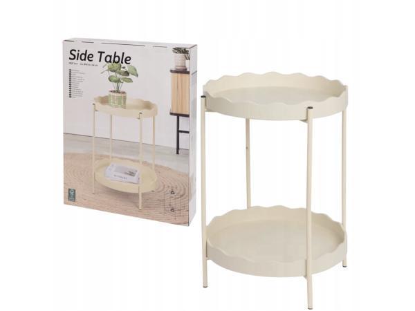 Veiling - Salontafel rond 41 x 41 x 54 cm, beige tinten, Huis en Inrichting, Tafels | Salontafels