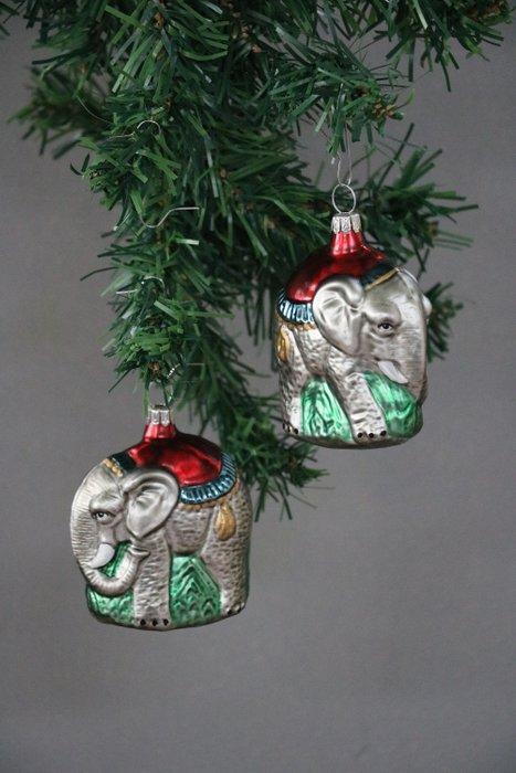 Haberlach, Lauscha 2 olifanten als kerstornament -, Diversen, Kerst