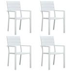 Tuinstoelen Score! 4 Stuks Hout-Look Wit - 55% Korting! S..., Tuin en Terras, Verzenden, Nieuw, Kunststof