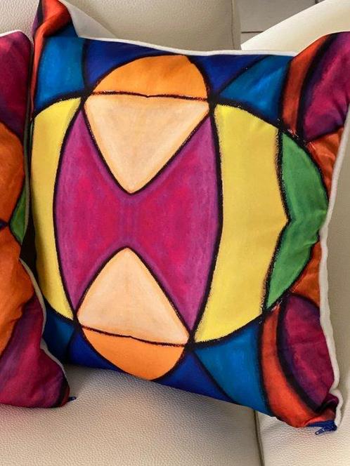 san Leucio top quality elegant paar kubistische kussens van, Antiek en Kunst, Antiek | Tapijten, Tafelkleden en Textiel