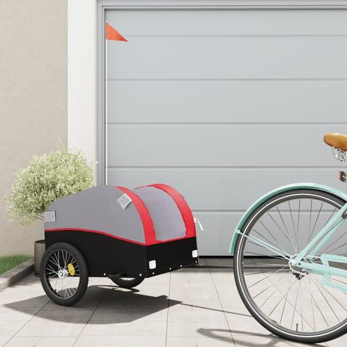 vidaXL Fietstrailer 30 kg ijzer zwart en rood, Fietsen en Brommers, Fietsaccessoires | Aanhangwagens en Karren, Nieuw, Verzenden