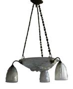 JEAN NOVERDY - Lampe à suspendre - Verre, Bronze, Laiton -, Antiek en Kunst