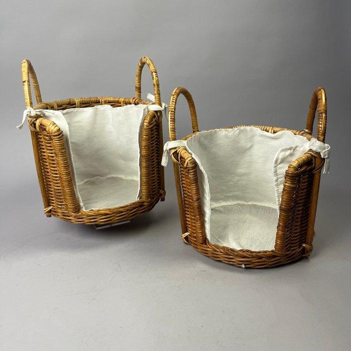 Mand (2) - Wicker Storage Baskets - Platecarriers , with, Antiek en Kunst, Antiek | Meubels | Tafels