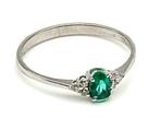 Ring - 18 karaat Witgoud Smaragd - Diamant, Handtassen en Accessoires, Ringen, Nieuw