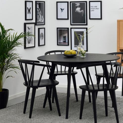 Ronde eetkamertafel | Zwart houten eettafel | 4 persoons, Huis en Inrichting, Tafels | Eettafels, 100 tot 150 cm, 100 tot 150 cm