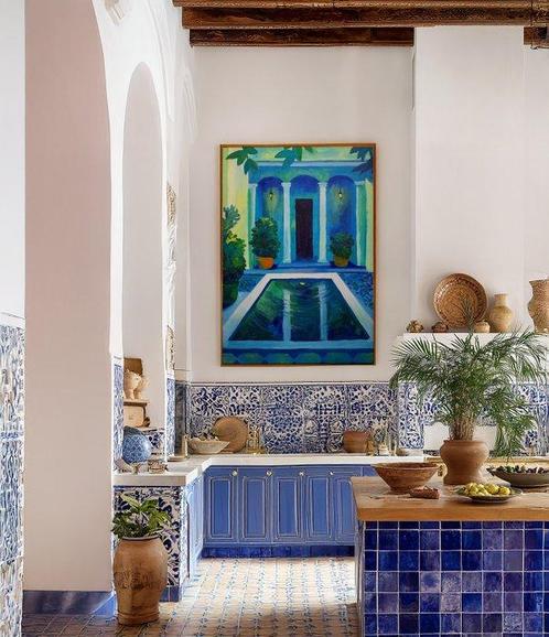 E. García - EL PALACIO AZUL - XL (NO RESERVE), Antiek en Kunst, Kunst | Schilderijen | Modern