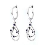 Oorbellen - 14 karaat Witgoud - 0.33ct. tw. Saffier -, Handtassen en Accessoires, Oorbellen, Nieuw