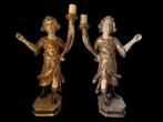 Beeld, kandelaar engelen - 53 cm (2) - Hout - 17e / 18e eeuw, Antiquités & Art, Antiquités | Céramique & Poterie