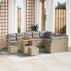 vidaXL 12 Delen Tuin Sofa Set Met Beige Kussens Van Poly, Verzenden, Nieuw