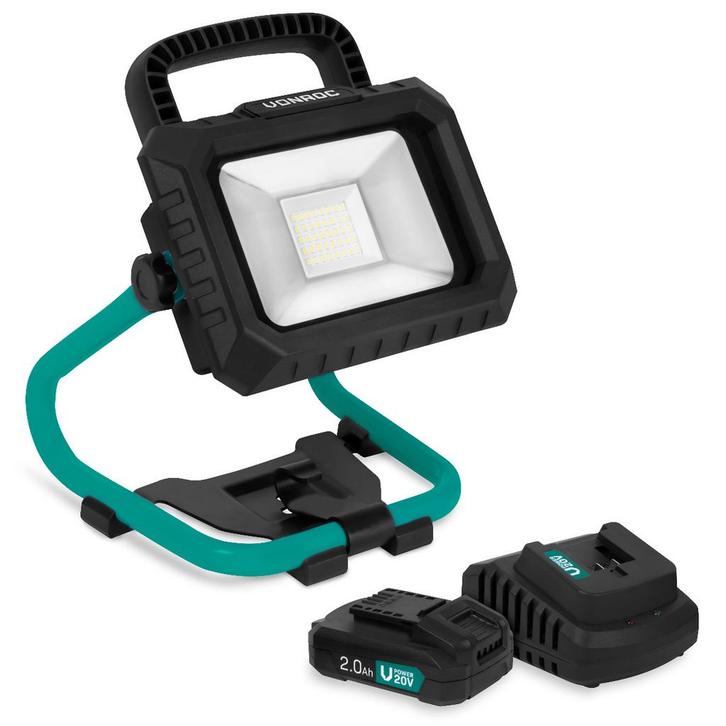 Accu LED Bouwlamp 20V - 1800 lumen | Incl. 2x 2.0Ah accu en, Doe-het-zelf en Bouw, Bouwverlichting, Nieuw, Verzenden