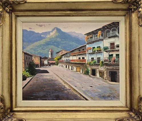 Lluís Galí (XX) - NO RESERVE - Tarde en el pueblo, Antiek en Kunst, Kunst | Schilderijen | Klassiek