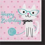 Party Cats Servetten Happy Birthday 33cm 16st, Verzenden, Nieuw