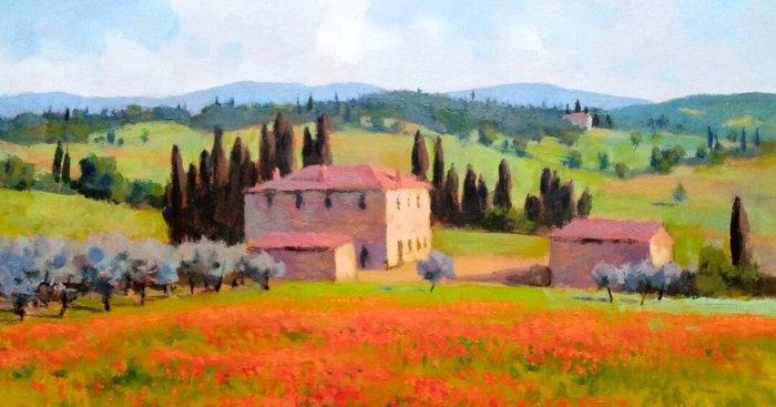 Walter Marchese (1958) - Primavera in Toscana, Antiek en Kunst, Kunst | Schilderijen | Modern