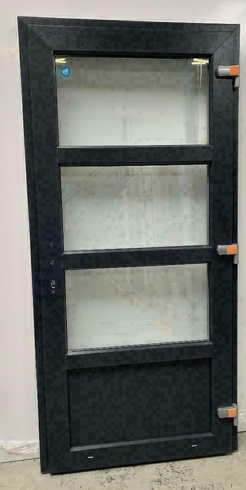 PVC Deur 98x204 met  3/4 glas Antraciet Houtnerf RAL7016, Bricolage & Construction, Fenêtres & Moustiquaires, Enlèvement ou Envoi