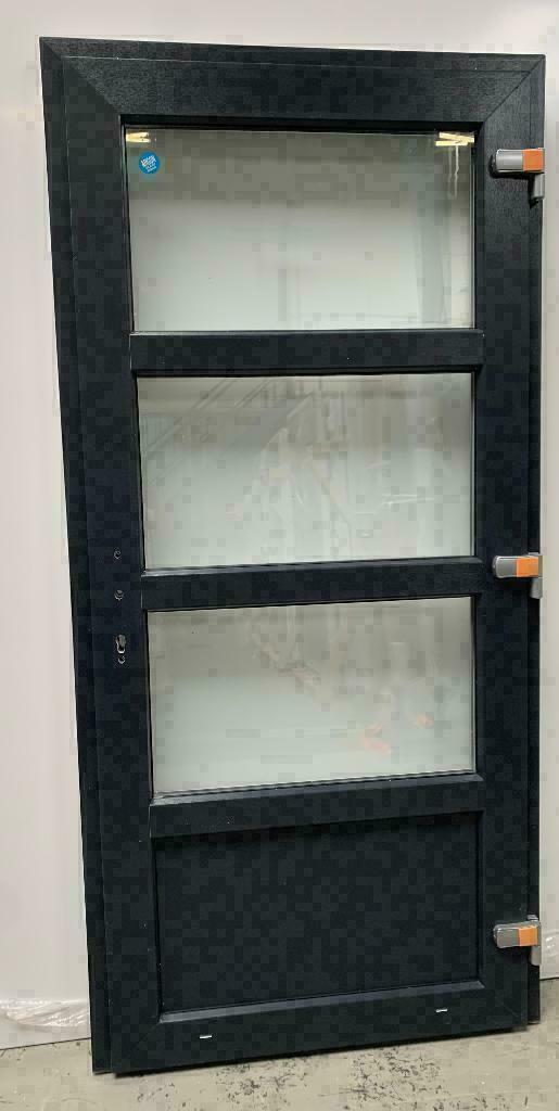 PVC Deur 98x204 met  3/4 glas Antraciet Houtnerf RAL7016, Doe-het-zelf en Bouw, Deuren en Vliegenramen, Nieuw, Kunststof, Garagedeur