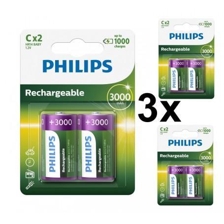 Philips MultiLife 1.2V C/HR14 3000mah NiMh oplaadbare bat..., TV, Hi-fi & Vidéo, Batteries, Envoi