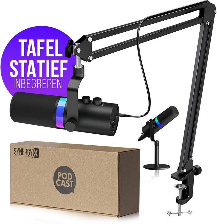 Microfoon - Gaming Microfoon - Met standaard - Zwart - Syner, Musique & Instruments, Microphones, Envoi