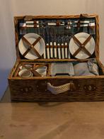 Picknickmand - picknick mand - roestvrijstaal-aardewerk-riet, Antiek en Kunst