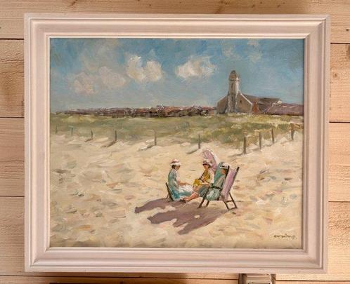 Cor Schaap (1968) - Strandgezicht Katwijk aan Zee, Antiek en Kunst, Kunst | Schilderijen | Klassiek