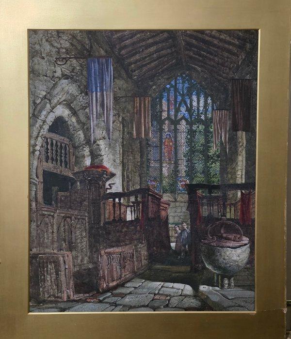 Samuel A. Rayner (act.c.1820-1874) - The Chapel at Haddon, Antiek en Kunst, Kunst | Schilderijen | Klassiek