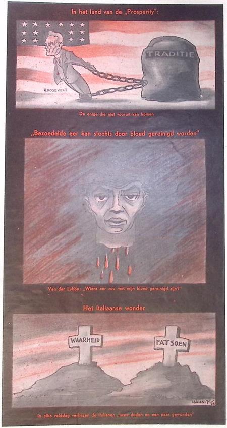 Amerika, Van der Lubbe en Italië op spotprent (lijst optie), Antiek en Kunst, Kunst | Litho's en Zeefdrukken, Verzenden