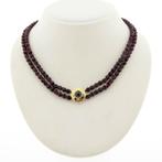 Glaskralen collier met gouden slot; Antiek/vintage | 39 cm, Gebruikt, Overige kleuren, Ophalen of Verzenden, Met edelsteen