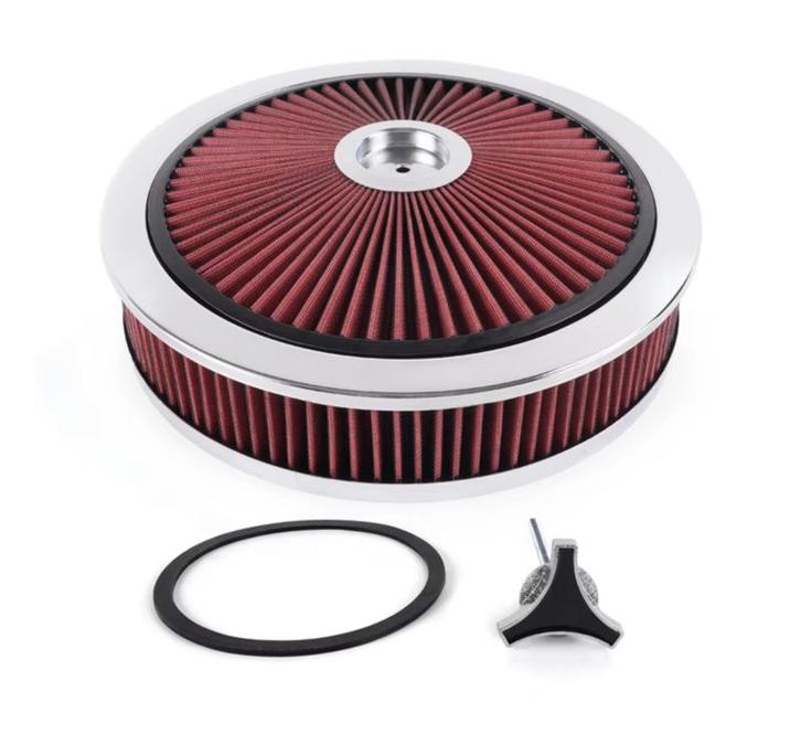Luchtfilter 14 inch high flow chroom met rood filter, Auto-onderdelen, Filters, Nieuw, Ophalen of Verzenden