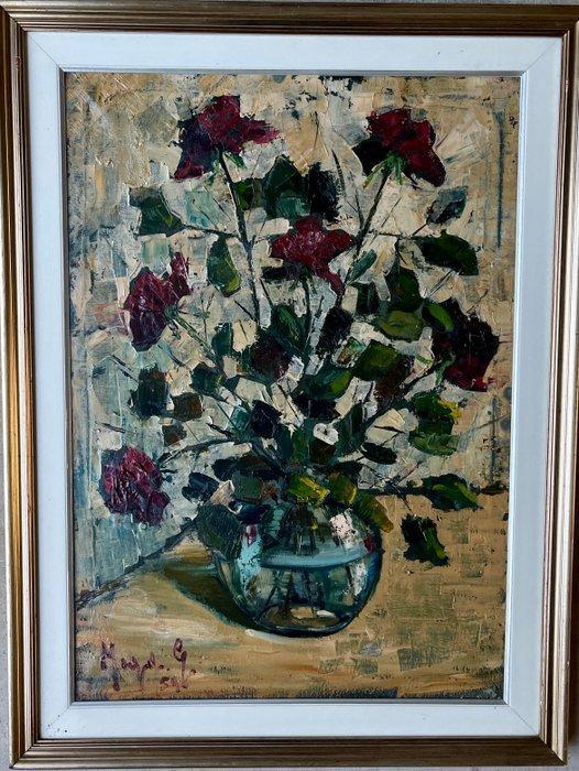 Giampietro Maggi (1934) - Rose Rosse, Antiek en Kunst, Kunst | Schilderijen | Klassiek