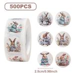 Sluitstickers paashaas easter pasen voorjaar rond etiket 2,5, Nieuw