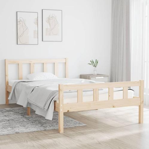 vidaXL Cadre de lit bois massif 100x200 cm, Maison & Meubles, Chambre à coucher | Lits, Neuf, Envoi