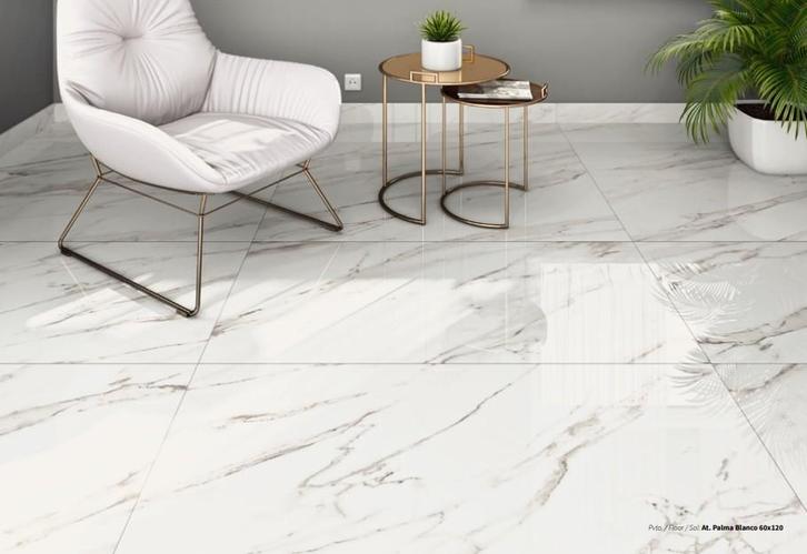 Palma marble Wit hoogglans 60x120 vloertegel en wandtegel, Doe-het-zelf en Bouw, Tegels, Ophalen of Verzenden