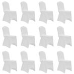 vidaXL Housses élastiques de chaise Blanc 12 pcs, Verzenden