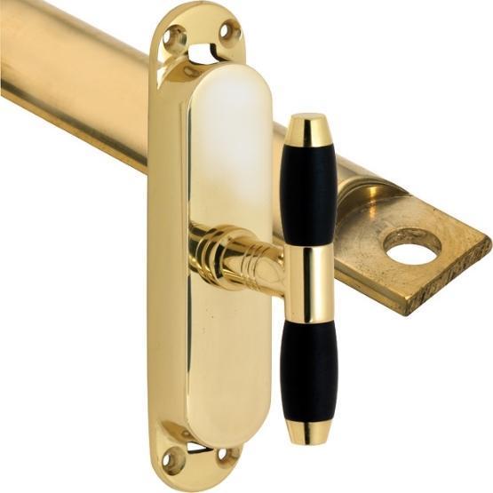 Kruk-espagnolet Ton Ebben messing gelakt inclusief 1 stang, Doe-het-zelf en Bouw, Hang- en Sluitwerk, Klink of Kruk, Nieuw, Overige materialen